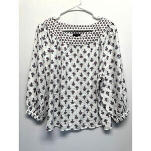 Ann Taylor Petite Boho Floral Print Blouse‎ MP Rayon Blend